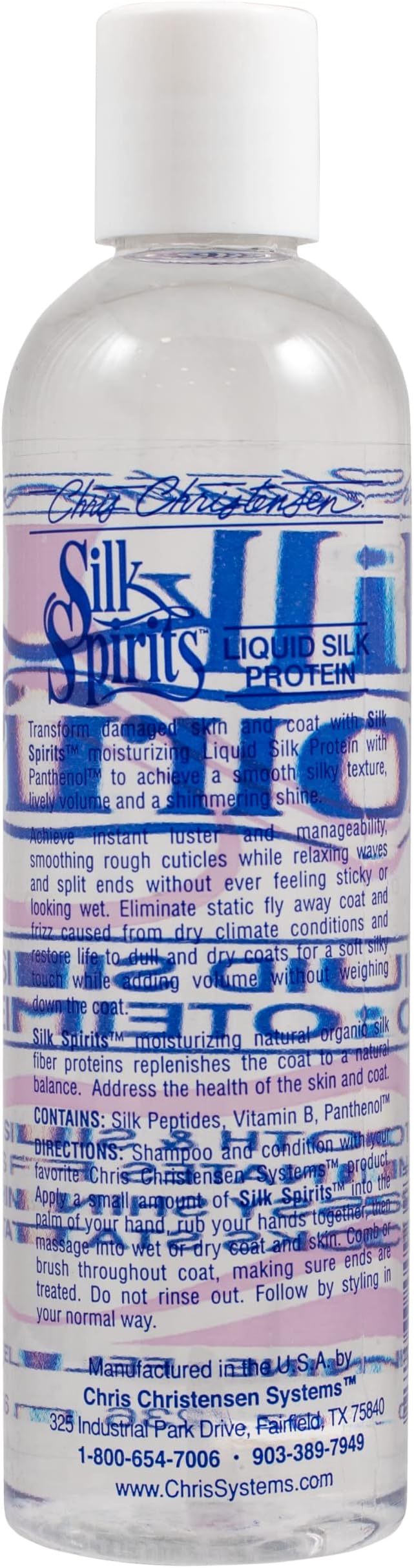 Chris Christensen Silk Spirits Liquid Protein, Smooth and Silky, Eliminate Frizz, Glossy Shine, Black Statis, Dog Conditioner, Groom Like a Professional, 8 oz