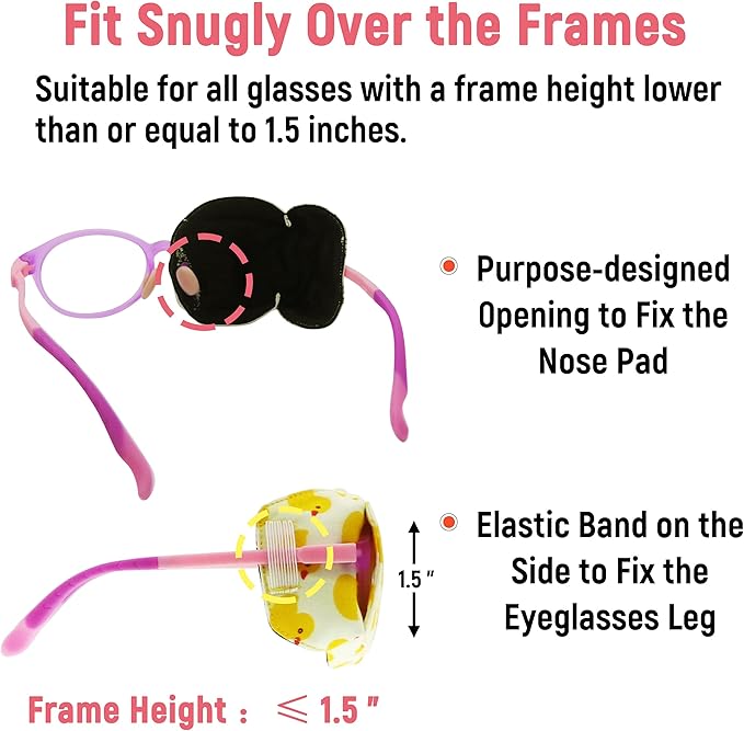Astropic 3D Cotton & Silk Eye Patch for Kids | Girls Eye Patch for Glasses | Medical Eyepatch for Children with Lazy Eye (Yellow Duck, Right Eye)