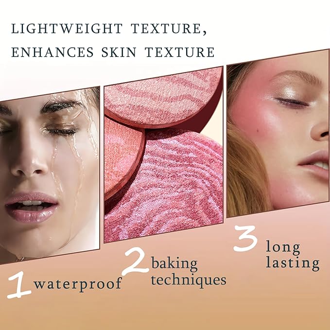 K'APEINE Baked Blush, Light Pink Single Powder Blush for Cheeks, Shimmer Silky Smooth Pressed Powder, Highly Pigment Makeup Palette, Long-Lasting Face Makeup for Women Beauty for Festivals-02#