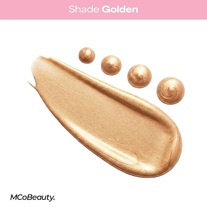 MCoBeauty Super Glow Golden Drops - Radiant Shimmer Liquid Luminizer - Hydrating Highlighter Makeup for Face with Niacinamide Hyaluronic Acid Jojoba Oil Squalane Cacao Extract - Vegan & Cruelty Free
