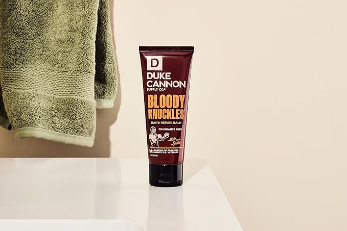 Duke Cannon Bloody Knuckles Hand Repair Balm - Unscented Moisturizing Cream, Non-Greasy Lanolin Formula for Dry, Cracked Hands, 3 oz. (Travel Size)