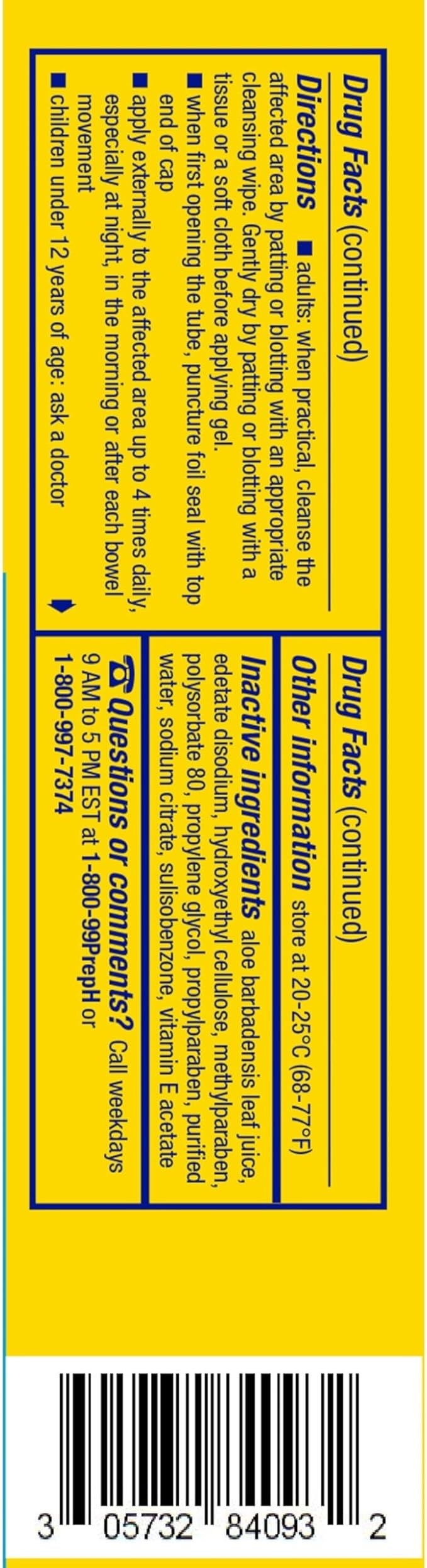Preparation H Hemorrhoid Cooling Gel with Aloe for Fast Discomfort Relief - 0.9 Oz Tube