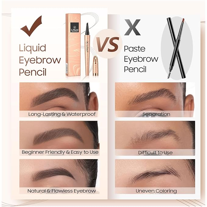 Microblading Eyebrow Pen - Eyebrow Pencils for Women, Long Lasting Waterproof Brow Pencil With Micro-Fork Tip Applicator and Stays on All Day，Gift for Women (Light Brown)