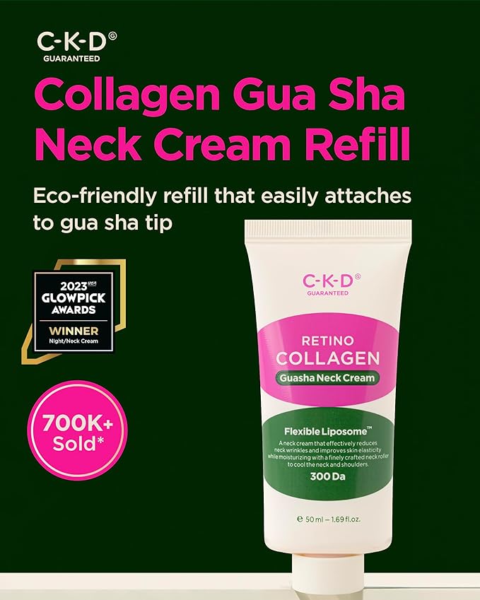 CKD Retino Collagen Gua Sha Neck Cream [Refill] - Tightening, Lifting & Firming Moisturizer for Turkey Neck & Wrinkle Care, Multi-Use for Neck, Face & Décolleté, Korean Skincare, 1.69 fl oz