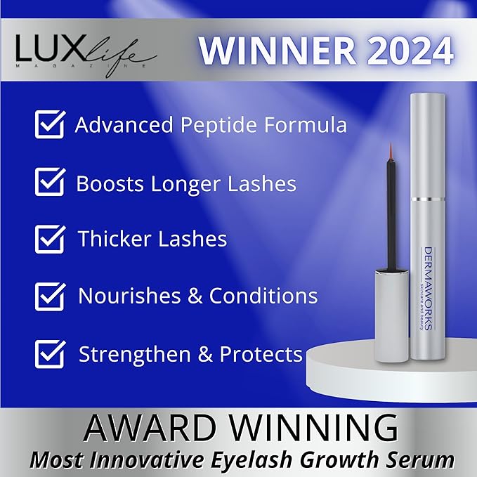 Dermaworks SPECTACULASH Lash Serum 3 ml | Eyelash Growth Serum for Eyelash Growth & Thickness | Free of Prostaglandin, Safe for Sensitive Eyes | Peptide Formula Long Lashes | Results in 60 Days