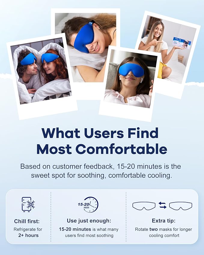 Upgraded Cooling Gel Eye Mask for Puffy Eyes: FSA Eligible Larger Full-Eye Cover Design, Ice-Cold Therapy Relief for Face, Headache & Migraine Relief, Reusable Cold Compress for Eye Strain (Blue)