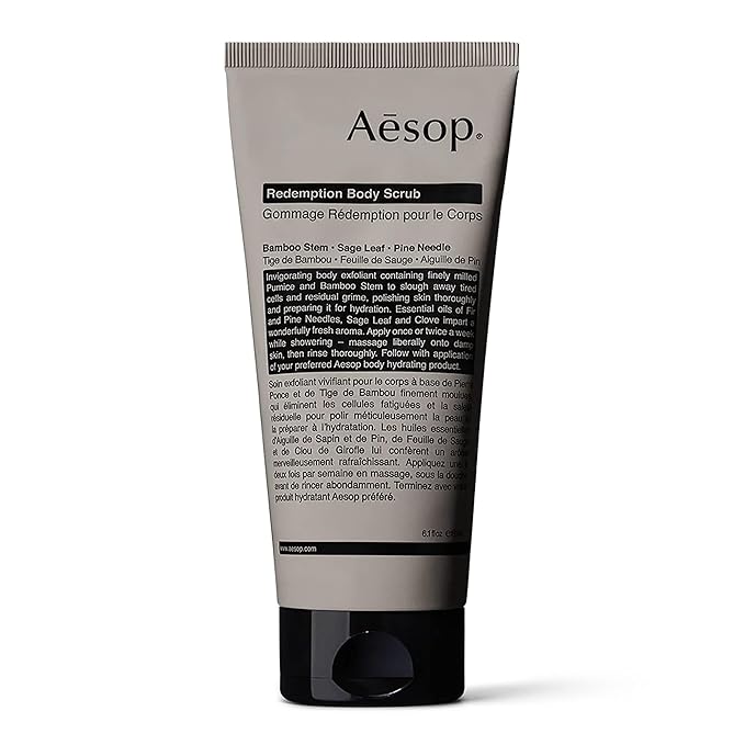 Aesop Redemption Body Scrub | Fine-Grain Exfoliating Body Polish with Bamboo, Pumice & Sage | Smoothing, Cleansing Scrub for All Skin Types – Fresh Alpine, Woody Aroma | 6.2 oz