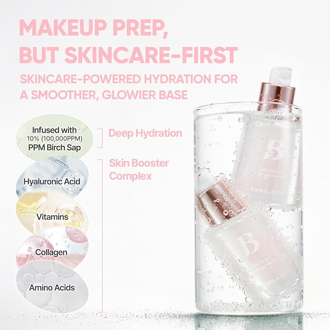BANILA CO Dew Boost Makeup Serum | Bounce-back Supple Hydration & Natural Makeup Glow | Hydrating Prep & Grip Primer for Radiant Glass Skin | Dewy-Plump Finish Face Base (30ml / 1.01 fl oz)