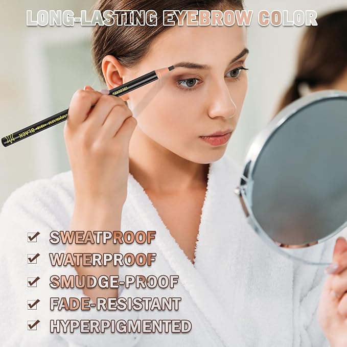 KAIQIKAIXI 6Pcs White Waterproof Eyebrow Pencils Makeup Set For Marking, Filling And Outlining, Tattoo Makeup And Microblading Supplies Kit-Hard Refills Are Easy To Color (White)