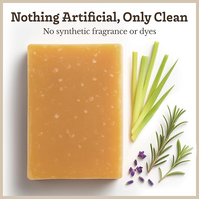 Southern Natural Goat Milk Soap Bar (Lemongrass 3 Pack) For Dry Sensitive Skin. Natural, Handmade Soap For Men, Women, Kids & Baby. Use On Face & Body