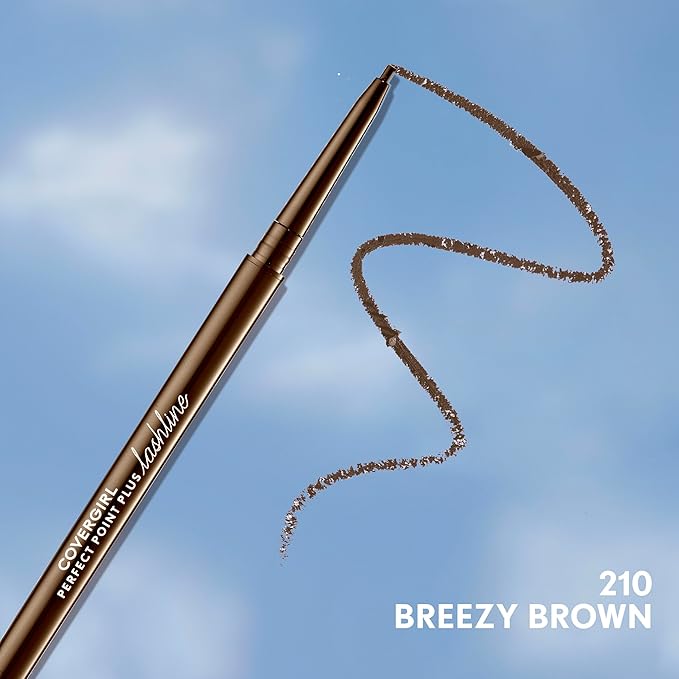 COVERGIRL Perfect Point Plus Lashline, Breezy Brown, Micro Eye Pencil, Ultra-Precise 1.5 Millimeter Tip, Creamy Gel Formula, Clean & Vegan, Talc-Free, Waterproof, 0.002oz (Pack of 2)