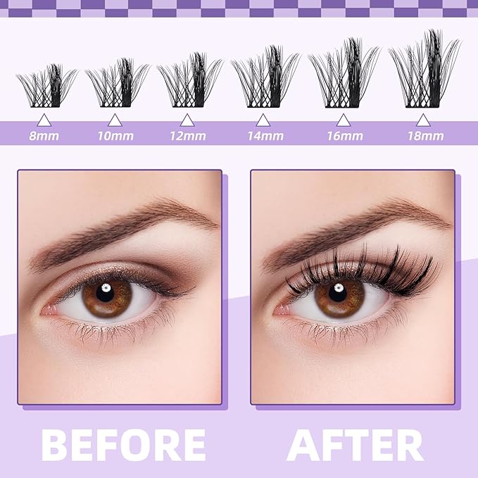 B&Q Manga Lashes Clusters Anime Lashes 8-18mm Mixed 144pcs Eyelash extension Manga Style Lash Feature Side Spike Cat Eye Eyelash Clusters Perfect Choice for Beginners at Home (Lash-Anime 02)