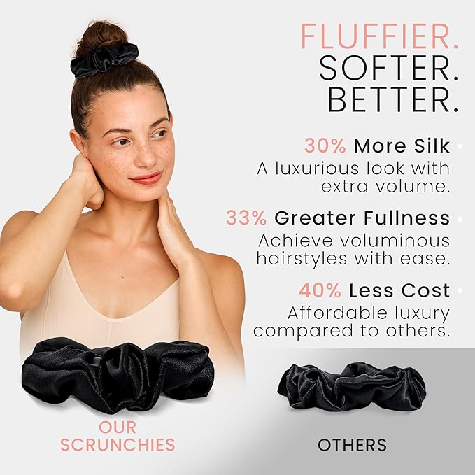 Wycare 100% Silk Scrunchies - Gentle on Hair Mulberry Silk Scrunchies for Women - Luxurious Sleep Ties for Women's Curly Hair (Set of 3 Blush)