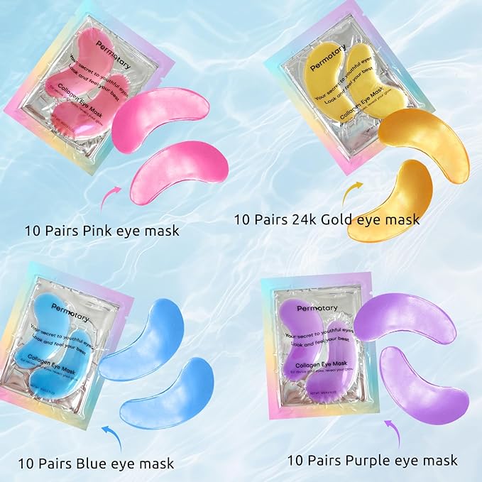 Adofect Under Eye Patches 40 Pairs, Collagen Eye Mask with Hyaluronic Acid for Dark Circles, Puffy Eyes, Under Eye Bags, Wrinkles, Skin Care for Valentine's Day, Bachelorette Party Favors, Spa Gifts