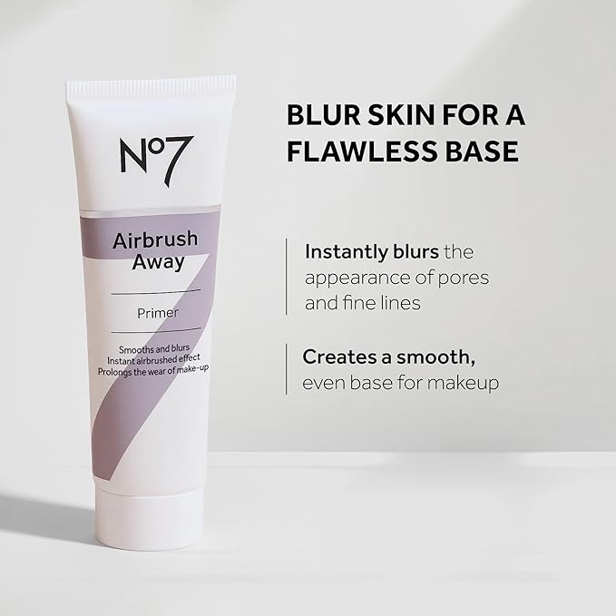 No7 Airbrush Away Face Primer - Hydrating Makeup Primer with Hyaluronic Acid - Helps to Smooth the Appearance of Fine Lines & Wrinkles for Seamless Makeup Application (30ml)