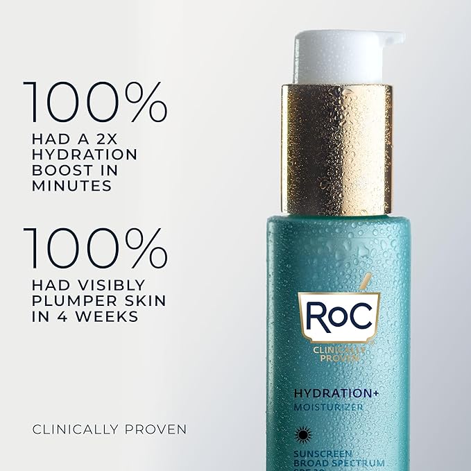 RoC Multi Correxion 1.5% Pure Hyaluronic Acid Anti Aging Daily Face Moisturizer with Sunscreen, SPF 30 Broad Spectrum Moisturizer + Retinol Eye Cream Packette