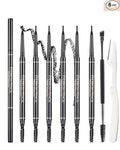 6 Pcs Waterproof Eyebrow Pencil Black Set,Ultra Fine Professional Eyebrow Retractable Pencil Long Lasting Tinted Micro Brow Pen,Defines,Fills for Perfect&Tiny Brows Women Eye Makeup Gel Pencil-01