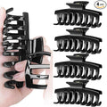 TOCESS Nylon Hair Claw Clips: Flexible & Unbreakable Safe Large Black Hair Claws for Thick/Thin Hair Women - Strong Hold 4 Pack 4 Inch Big Jaw Clips- Good Gift for Women