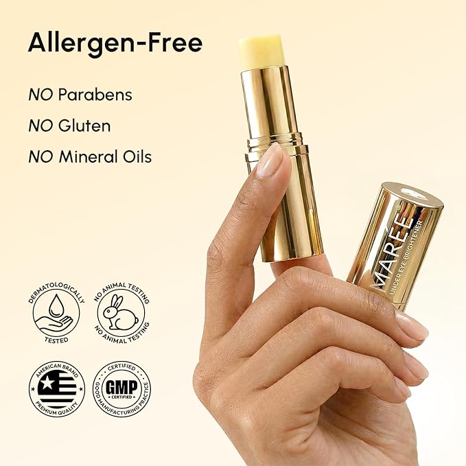 MAREE Retinol Under Eye Brightener Stick - Under Eye Balm - Dark Circles & Bags Corrector - Undereye Wrinkle Balm Stick for Mature Skin with Collagen - Undereye Brightener Cream Moisturizer for Face