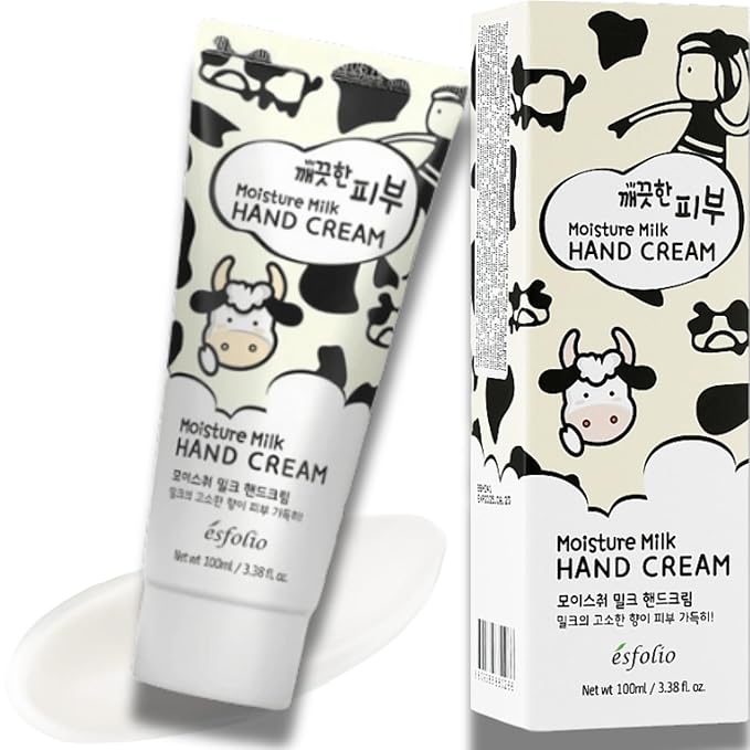 esfolio Pure Skin Moisture Milk Hand Cream – Hydrating & Nourishing Hand Moisturizer with Milk Protein Extract, Soften Dry Skin, Non-Greasy, Daily Moisturizer for Soft & Smooth Hands (3.38 OZ/100ML)