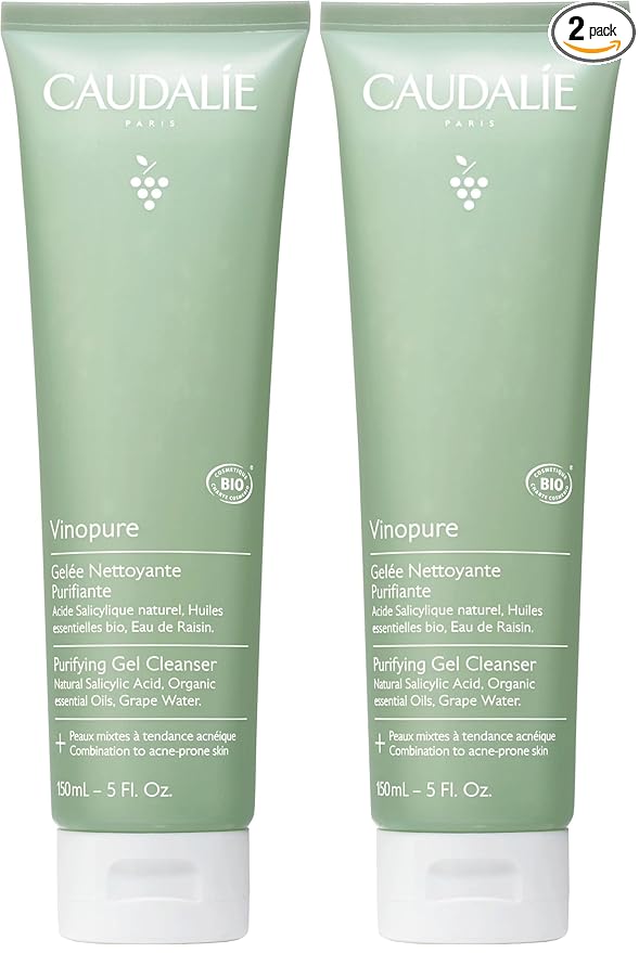 Caudalie Vinopure Salicylic Acid Cleanser, Pore Purifying Gel Cleanser - 150 mL (Pack of 2)