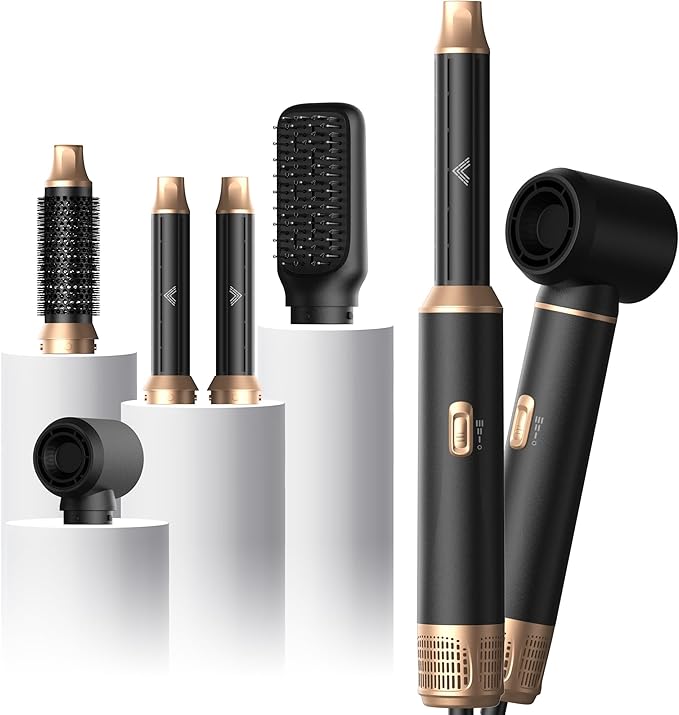 UKliss 5 in 1 Hair Styler & Blow Dryer Brush, Upgraded Detachable Hair Dryer Brush with Negative Ion, Air Curling Wrap for Drying, Curling, Straightening & Volumizing, Styling Tools for All Hair Types