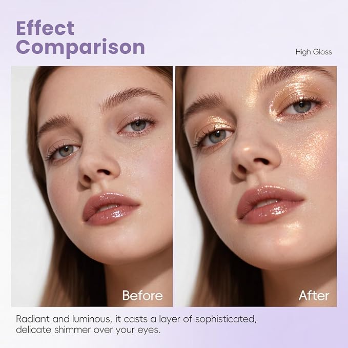 HOSAILY Holographic Champagne Bronze Glitter Eyeshadow, Multichrome Shimmer Color Shifting Single Eyeshadow, Metallic Brown Iridescent Eye Shadow Palette Bouncy Texture Fairy Highlighter Makeup #6
