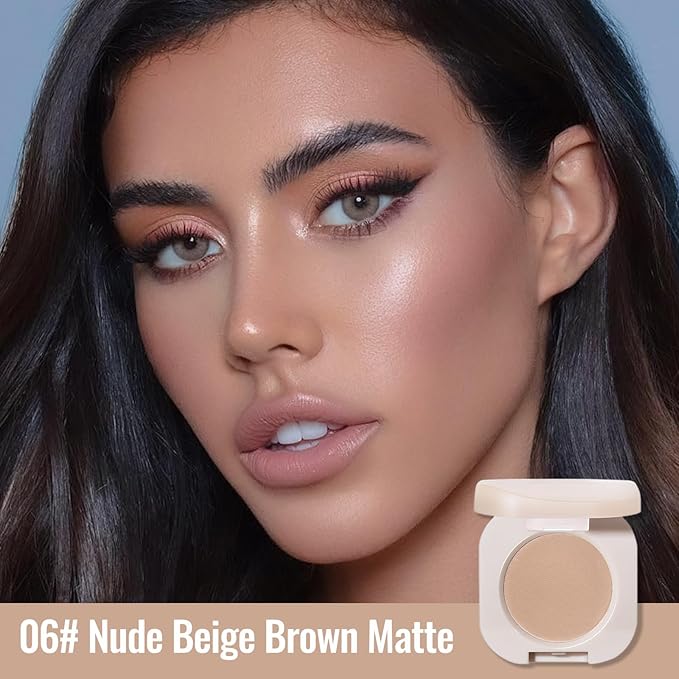Erinde Nude Beige Brown Matte Single Eye Shadow Palette Makeup for Older Women, Natural Eyeshadow Powder for Blue Green Brown Eyes, High Pigment Blendable Long-Lasting Sombras para Ojos, 06