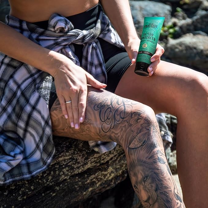 Ink-Eeze Tattoo Sunscreen Ink Shield Mineral, SPF 30, Dries Clear, Reef Safe, Vegan, Made in USA, Vanilla, Tube 3.3 ounces