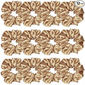 12 Pcs Satin Silk Scrunchies Hair Ties Fashion Hair Bands Hair Bows Elastic Bracelets Ponytail Holders Accessories for Women and Girls (4.5 Inch, Light Brown)