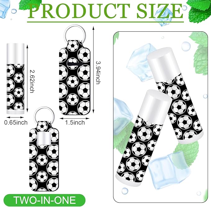 18 Sets Soccer Party Favors Lip Balm and Holder Keychain Bulk Soccer Senior Night 2026 Party Supplies Goodie Bags Stuffers Sport Team Gifts Accessories for Women Men Sports Lover Players Coach