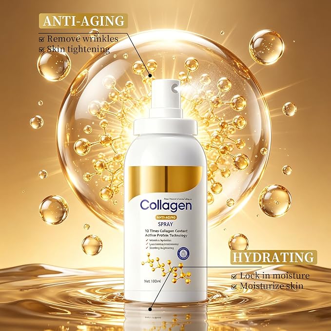 2pcs Collagen Spray, Collagen Body and Face Serum Lotion, Plumping and Care Set for Body and Face, Suitable for All Skin Types