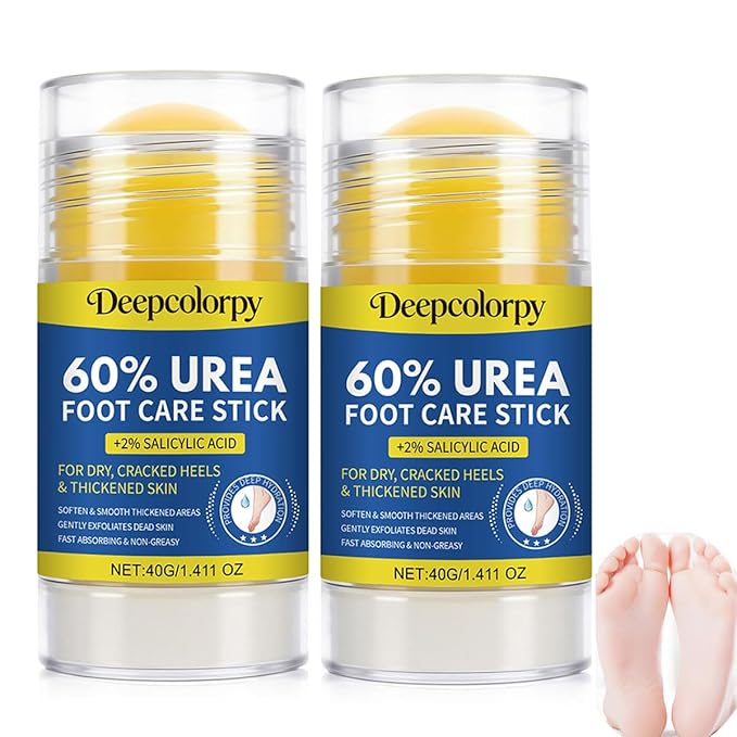 2Pack Urea Foot Cream 60 Percent for Feet Maximum Strength. Salicylic Acid Softening Foot Care Stick Moisturizer for Dry Cracked Heels,Feet, Hands, Intensive Repair Callus Remover Gift for Women, Men