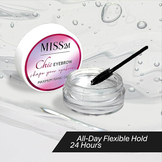 Chic Clear Gel for Eyebrows Styling, Shaping & Setting Brow Gel Clear Pomade for Brows with Angled Eyebrow Brush, 0.50 Fl Oz