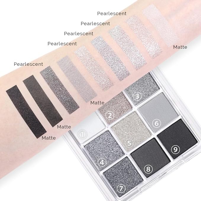 CAKAILA Black Silver Gray Smokey Eyeshadow Palette,Black and White and Sparkly Eye Shadow,Black Smokey Radiance Eyeshadow Palette,Long Lasting Waterproof Womens Eyeshadow Dark