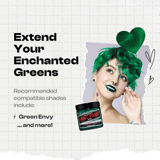 MANIC PANIC Deep Forest Green Color Depositing Conditioner - Love Color Hair Conditioner Keeps Hair Vibrant, Nourished & Refreshed - Formulated with Shea Butter & Quinoa - Forest Nymph Green (8oz)