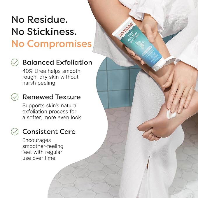 ZenToes Urea Cream 40 Percent for Feet | Foot Lotion for Dry Cracked Heels and Feet | Intense Dry Feet Softening and Hydration for Skin | Heel Balm and Moisturizing Care | 5oz, Pack of 2