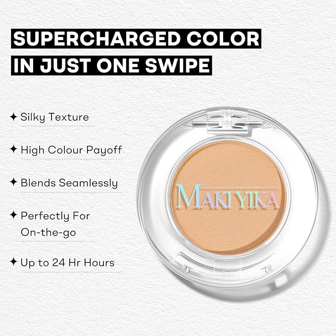 MAKI YIKA Puff Nude Matte Single Eye Shadow Palette for Women Pigmented Nude Eyeshadow Powder for Brown Eyes Color Stay Long Lasting Waterproof Eye Makeup Palette, #6