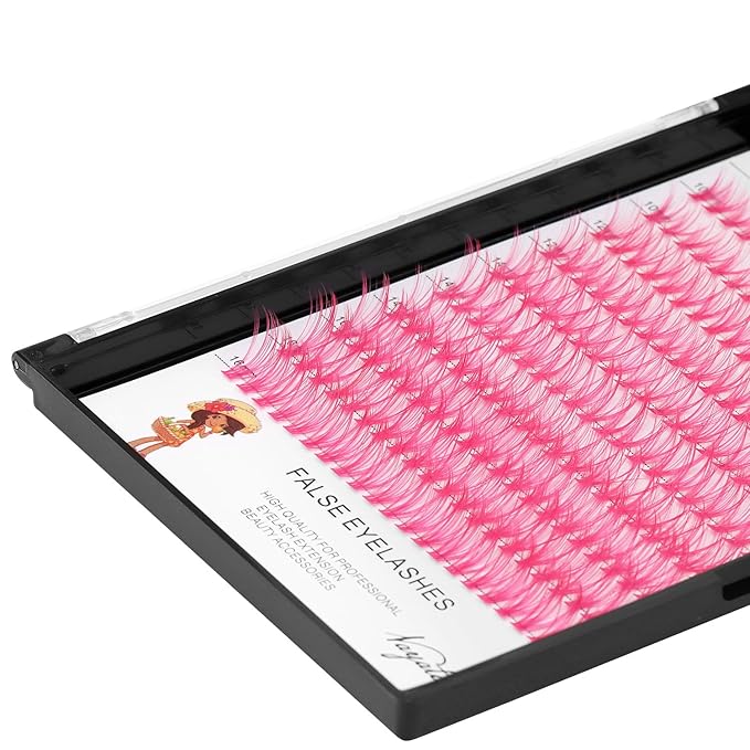 →VAYATOR False Eyelashes 3Styles D Curl 10-18mm 200Pcs To Choose Lashes Extensions Cluster Individual Lash Extensions Reusable False Eyelashes Easy Grafting （Pink-D Curl-10-16mm mixed）