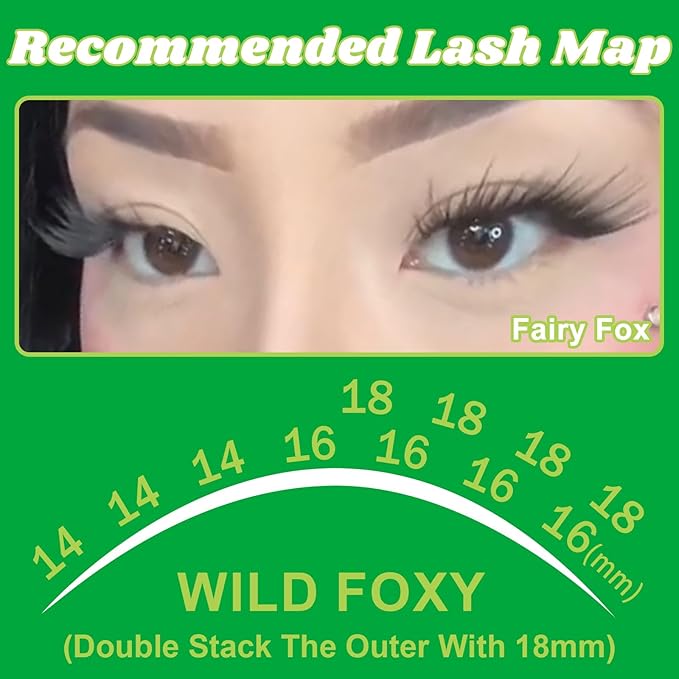 Fowendia Fox Cat Eye Lashes D Curly Lash Clusters 8-18mm Manga DIY Lash Extension 0.3mm Wispy Individual Cluster Eyelash Extensions, Fairy Fox