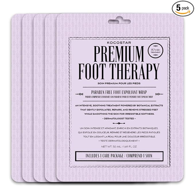 KOCOSTAR Premium Foot Therapy | Exfoliating Peel Mask for Cracked Feet, Removes Dry Skin and Calluses, Korean Skincare (5 pack)