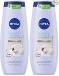 NIVEA Pampering Coconut and Almond Milk Body Wash with Nourishing Serum, Moisturizing Body Wash for Women, Enriched with Provitamin B5 and Vitamin E, 20 Fl Oz Bottle (Pack of 2)