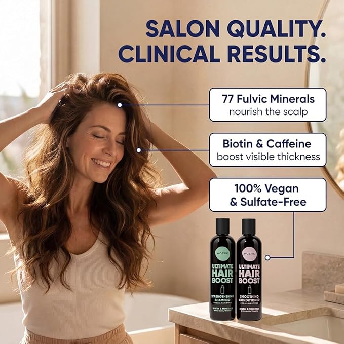 Moerie Hair Growth Shampoo and Conditioner for Women and Men, Hair Loss Solution with Biotin and Rosemary, Thickening Shampoo and Conditioner for Thinning Hair – Promotes Regrowth, Double Set