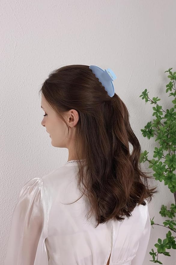 Durable Acetate Hair Clips - 4-Inch Sequin Blue Claw Clips for Fine and Thick Hair (Sequin Blue)