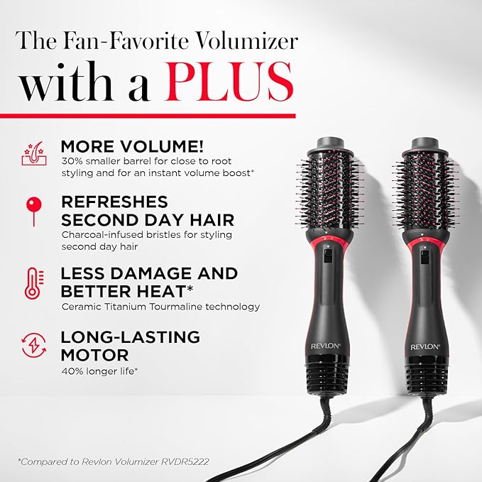 REVLON One Step Volumizer Plus Hair Dryer and Styler | More Volume, Less Damage, and More Styling Control for Easy and Fast Salon-Style Blowouts, Plus Travel Friendly (Black)