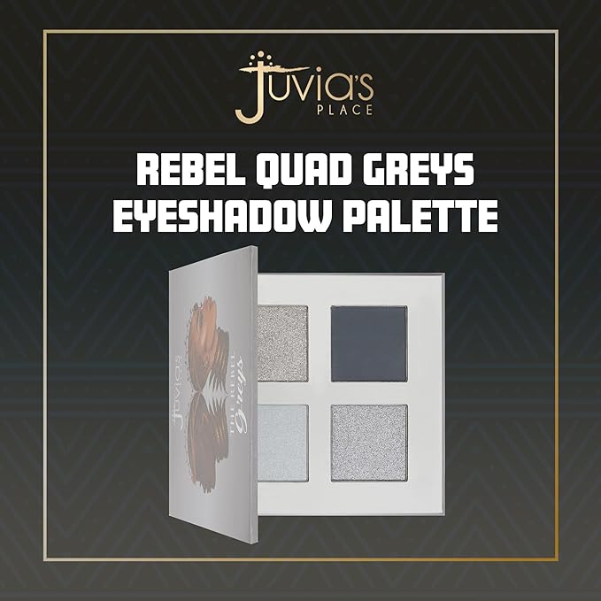 Juvia's Place Rebel Quad Grey Eyeshadow Palette - Professional Eye Makeup, Pigmented Eyeshadow Palette, Makeup Palette for Eye Color & Shine, Pressed Eyeshadow Cosmetics, Shades of 4, 1.0 Count