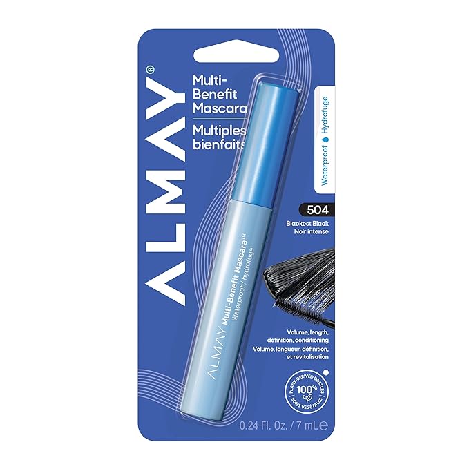 Almay Mascara, Volume, Length, Definition & Conditioning, Multi-Benefit Eye Makeup, Hypoallergenic and Fragrance-Free (Packaging May Vary), 504 Black Waterproof