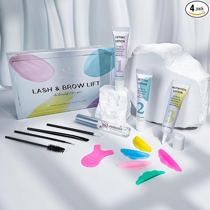 PERMANIA Lash Lift Kit, Tube Design Easy to Apply Brow Lamination Kit, for Natural Results Instant Lifting & Curling with Detailed Instruction (with Liquid Glue)