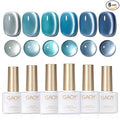 GAOY Blue Cat Eye Gel Nail Polish Set with Magnet for Glitter Holographic Cat Eye, Salon UV Gel Manicure and Nail Art DIY at Home, Tropical Sea