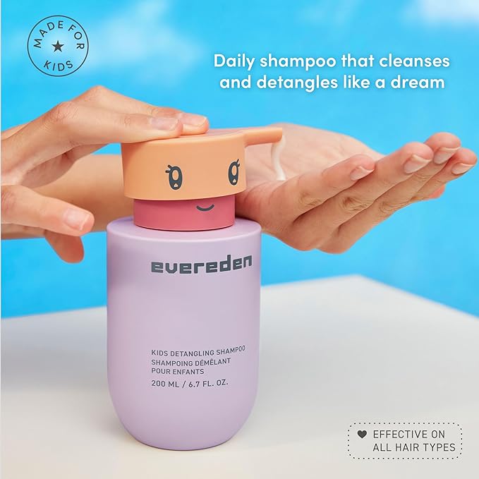 Evereden Kids Shampoo | Detangling Shampoo for Girls with Curly or Straight Hair | Clean, Non-Toxic, and Gentle Haircare | Sulfate-Free, Hypoallergenic, Safe for Daily Use | 6.7 fl oz (Pack of 2)